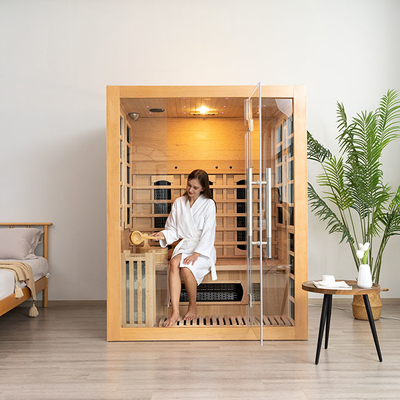 Sauna infrarouge à vapeur en bois compatible Bluetooth pour 3 personnes pour la maison
