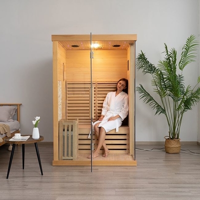 Sauna à vapeur traditionnel d'intérieur en bois de cèdre rouge du Canada pour 2 personnes pour la maison