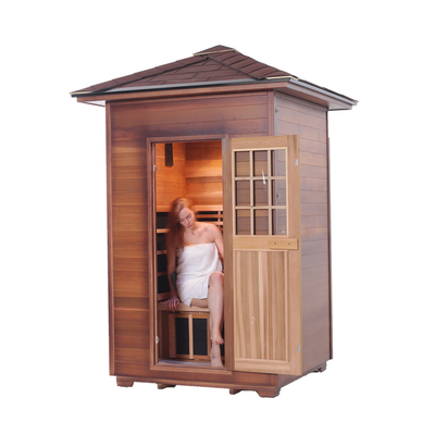 Sauna sec infrarouge extérieur en bois de coin de pruche de cèdre rouge pour 2 personnes