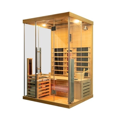 Sauna infrarouge en bois solide de luxe de combinaison de vapeur avec 3 murs de verre trempé