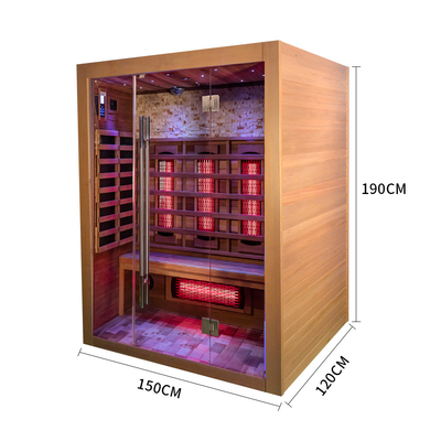 sauna infrarouge lointain sec en bois solide d'intérieur de sauna de la cigûe 2100W de personne infrarouge du cèdre rouge 3