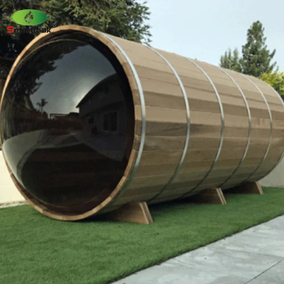 Sauna en verre panoramique à fût en bois à usage domestique Sauna à vapeur
