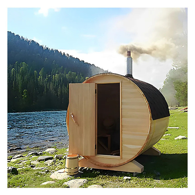 Sauna à vapeur en bois extérieur en cèdre canadien rouge avec chauffage au poêle