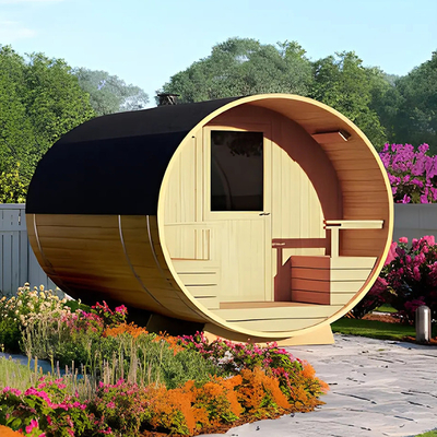 Saunas à vapeur en fût extérieur en bois de cèdre avec poêles à bois