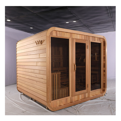 Système de musique Blue Tooth Sauna en cèdre porte vitrée extérieure Sauna à sec avec bois de lierre
