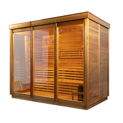 Salle de sauna à vapeur à lumière LED moderne avec chauffage au four de 6 kW et générateur d'ozone pour un contrôle de température idéal