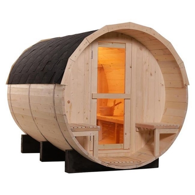 Sauna de baril de vin en bois de pin de jardin de pièce de sauna d'extérieur de séquoia de 4 personnes