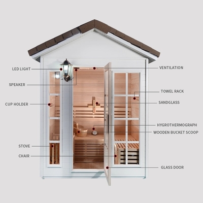 Cedar Steam Sauna Room rouge en bois solide 1 personne avec le fourneau 6KW