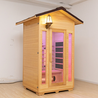 Sauna sec infrarouge extérieur en bois solide de 2 personnes avec les bardeaux imperméables