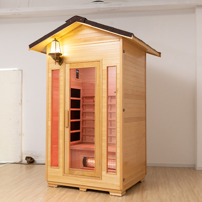 Sauna sec infrarouge extérieur en bois solide de 2 personnes avec les bardeaux imperméables