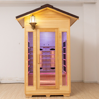 Sauna sec infrarouge extérieur en bois solide de 2 personnes avec les bardeaux imperméables