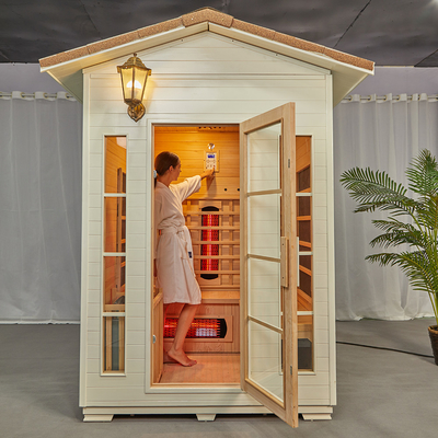 Sauna infrarouge extérieur de vapeur de cigûe en bois solide d'OEM pour la personne 3