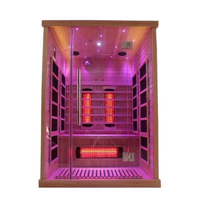 sauna infrarouge de personne en bois solide 2 de la cigûe 1750W pour la maison d'intérieur