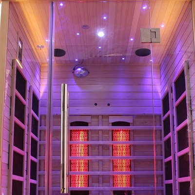 sauna infrarouge de personne en bois solide 2 de la cigûe 1750W pour la maison d'intérieur