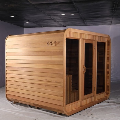 Pièce rouge de Cedar Wooden Outdoor Cube Sauna de 8 personnes avec le fourneau électrique