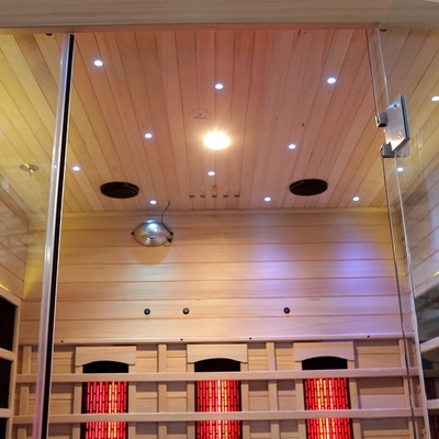 Sauna infrarouge lointain de personne en bois de la cigûe 3 avec la lumière colorée 2100 watts