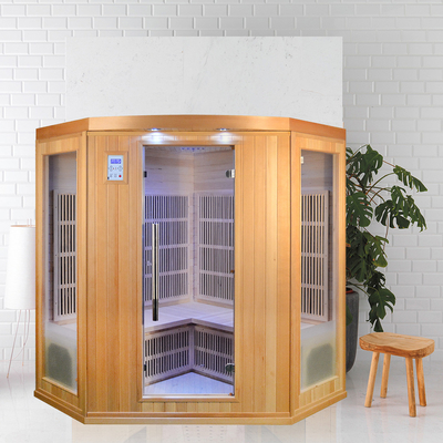 Sauna infrarouge lointain d'intérieur en bois faisant le coin de personne de la maison de conception 3 - 4 avec le bas EMF