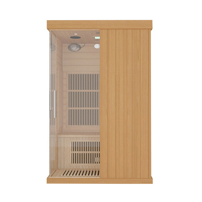 Sauna infrarouge lointain précoupé en bois de 2 personnes avec la porte transparente de verre trempé