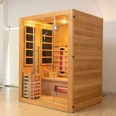 Sauna infrarouge à vapeur en bois compatible Bluetooth pour 3 personnes pour la maison