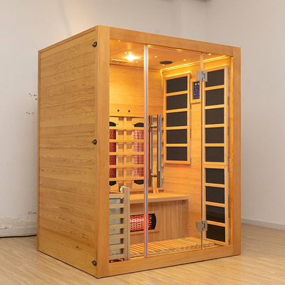 Sauna infrarouge à vapeur en bois compatible Bluetooth pour 3 personnes pour la maison