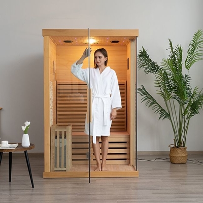 Sauna à vapeur traditionnel d'intérieur en bois de cèdre rouge du Canada pour 2 personnes pour la maison