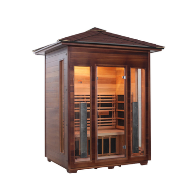 Sauna sec extérieur en bois de pruche canadienne pour 3 personnes avec fenêtres