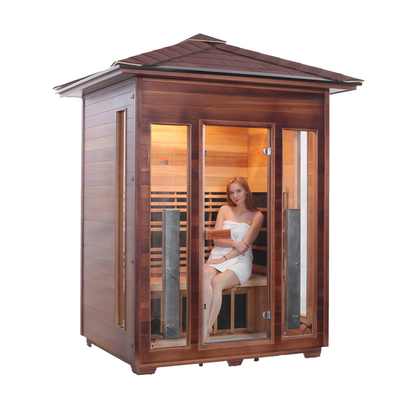 Sauna sec extérieur en bois de pruche canadienne pour 3 personnes avec fenêtres