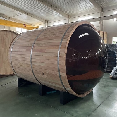 Sauna de baril en bois de vapeur extérieure de fenêtre panoramique avec le four électrique