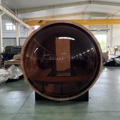 Sauna de baril en bois de vapeur extérieure de fenêtre panoramique avec le four électrique