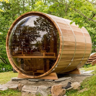 Sauna de baril en bois de vapeur extérieure de fenêtre panoramique avec le four électrique