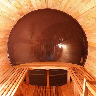 Sauna de baril en bois de vapeur extérieure de fenêtre panoramique avec le four électrique