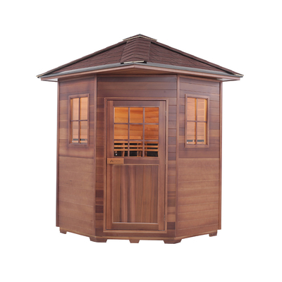 Sauna d'extérieur en bois de cèdre rouge à panneau de carbone traditionnel