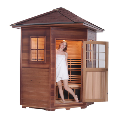 Sauna d'extérieur en bois de cèdre rouge à panneau de carbone traditionnel