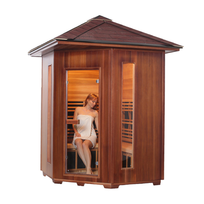 Sauna de jardin extérieur en bois de cèdre rouge de pruche pour 4 personnes infrarouge