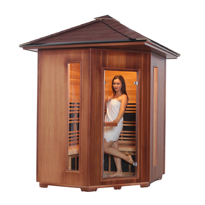 Sauna de jardin extérieur en bois de cèdre rouge de pruche pour 4 personnes infrarouge