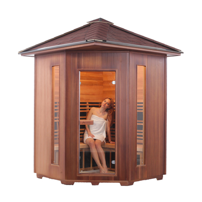 Sauna de jardin extérieur en bois de cèdre rouge de pruche pour 4 personnes infrarouge