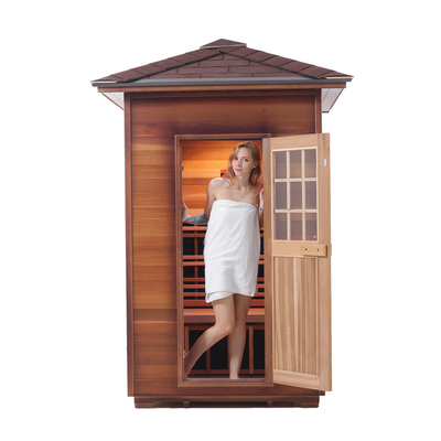 Sauna sec infrarouge extérieur en bois de coin de pruche de cèdre rouge pour 2 personnes