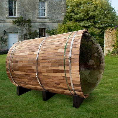 Sauna rouge clair de vue panoramique de vapeur de Cedar Wood Electric Heater Wet extérieur