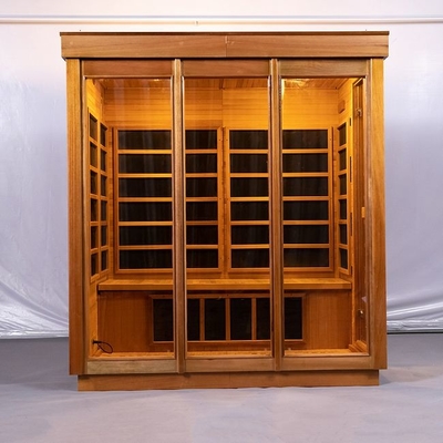 Pièce infrarouge lointaine en bois solide d'intérieur de sauna de carbone de 4 personnes avec la porte en verre