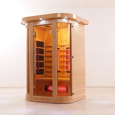 Plein spectre en bois solide de luxe et sauna infrarouge de personne de l'appareil de chauffage 2 de carbone d'intérieur
