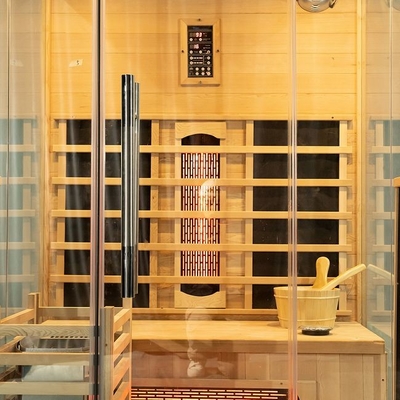 Vapeur traditionnelle en bois d'intérieur magnifique de 3 personnes et sauna infrarouge combinés