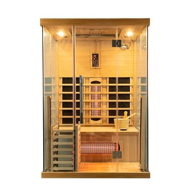 Sauna infrarouge en bois solide de luxe de combinaison de vapeur avec 3 murs de verre trempé
