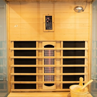 Sauna infrarouge en bois solide de luxe de combinaison de vapeur avec 3 murs de verre trempé