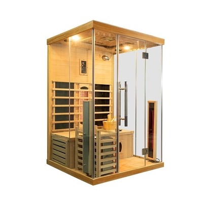 Sauna infrarouge en bois solide de luxe de combinaison de vapeur avec 3 murs de verre trempé