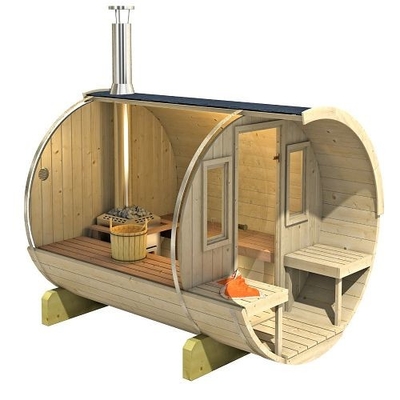 Sauna en bois extérieur finlandais de luxe et de confort de baril avec l'appareil de chauffage de fourneau