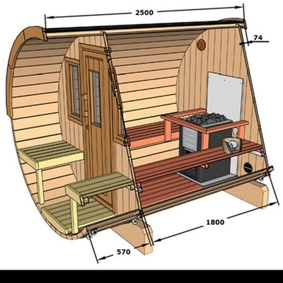 Sauna en bois extérieur finlandais de luxe et de confort de baril avec l'appareil de chauffage de fourneau