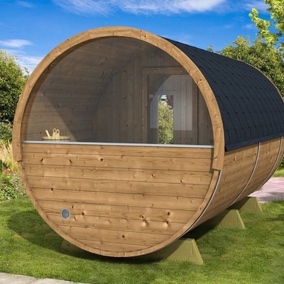 Sauna en bois extérieur finlandais de luxe et de confort de baril avec l'appareil de chauffage de fourneau
