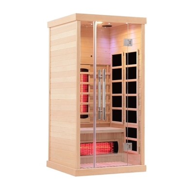 Sauna infrarouge lointain de verre trempé transparent avec le plein appareil de chauffage de panneau de spectre et de carbone