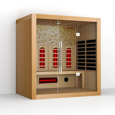 Cigûe de luxe Cedar Wood Indoor Infrared Sauna rouge de pièce en bois de sauna de 4 personnes