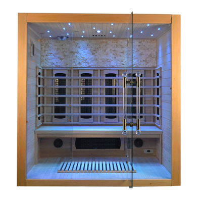 Cigûe de luxe Cedar Wood Indoor Infrared Sauna rouge de pièce en bois de sauna de 4 personnes